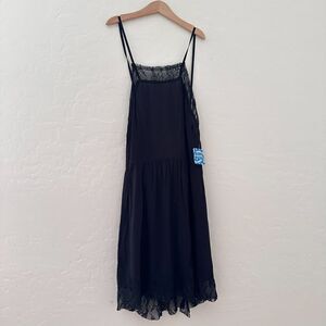 Free People Intimately Women's Slip Dress Top Black Lace NWT S Sexy Open Back